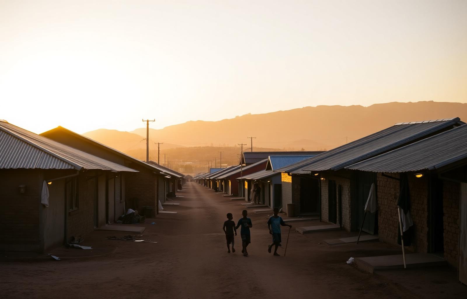 A South African township at golden hour